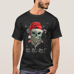 T-shirt Cool Skull Beard Père Noël Pirate Christmas Jolly 