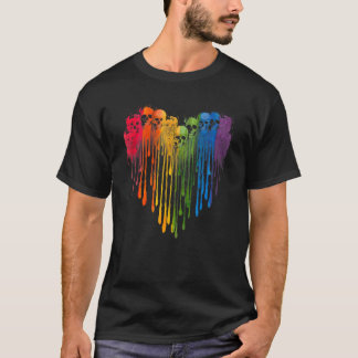 T-shirt Cool Skull Heart Rainbow LGBT LGBTQ Gay Lesbian Pr