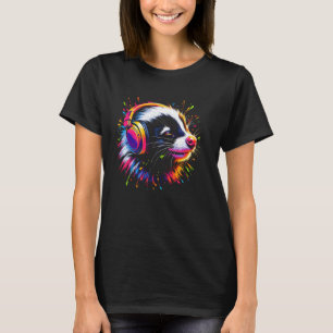 T-shirt Cool Skunk Headphone Musique Art Noël Anniversaire