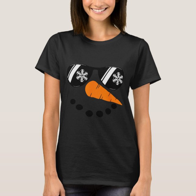 T-shirt Cool Snowman Face Gles Christmas Xmas Costume Boy  (Devant)