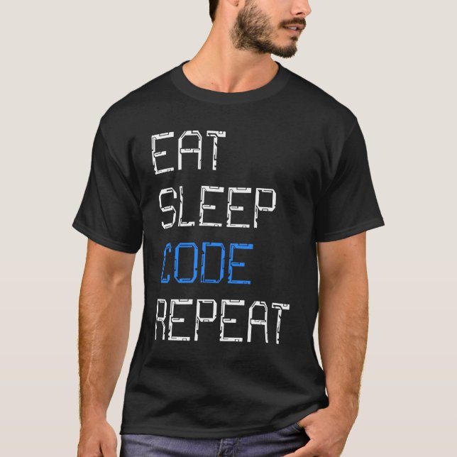 T-shirt Cool Software Developer  Eat Sleep Code Repeat (Devant)