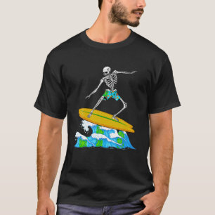 T-shirt Cool Surf Pour Hommes Femmes Squelette Surfer Surf
