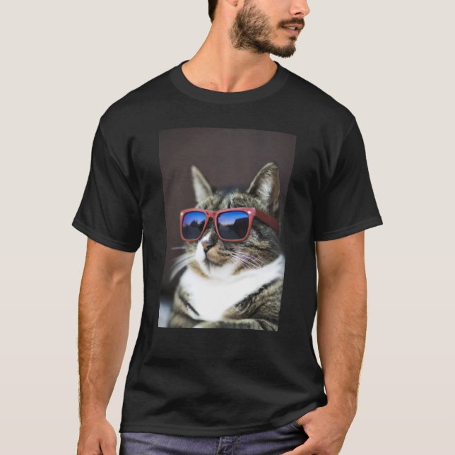 T-shirt Cool Tabby Cat Wearing Sunglasses (Devant)