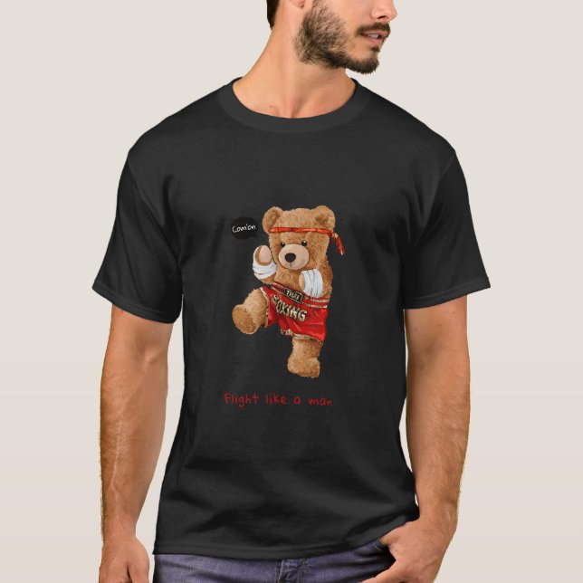 T-shirt Cool Teddy Bear Man Boxing Style de combat illustr (Devant)