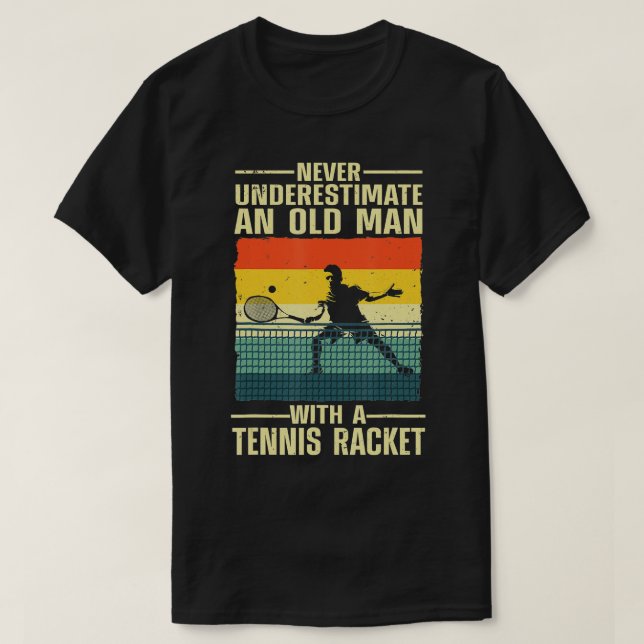T-shirt Cool Tennis Art For Grandpa Men Tennis Player Rack (Design devant)