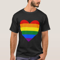 cool traditionnel couleurs arc-en-ciel coeur T-shi