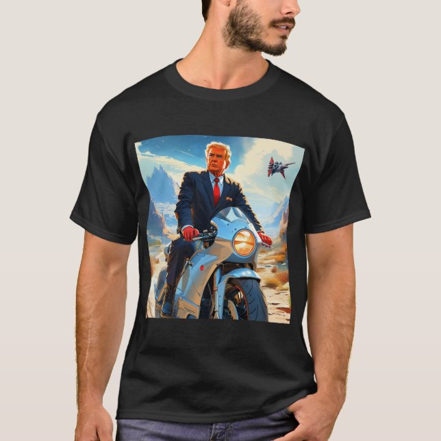 T-shirt cool Trump Motorcycle Alien Planète spatiale MAGA (Devant)