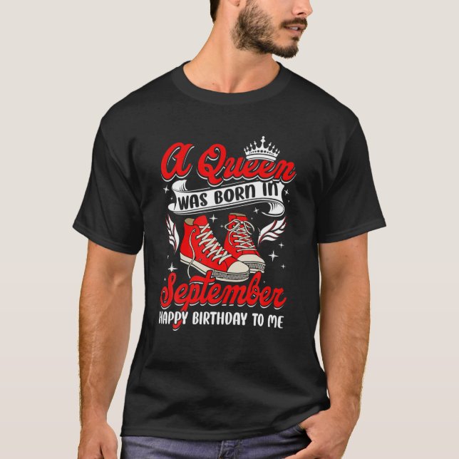 T-shirt Cool Une Reine Est Née En Septembre Femmes Filles  (Devant)