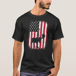 T-shirt Cool vintage Moose Animal Retro États-Unis Drapeau