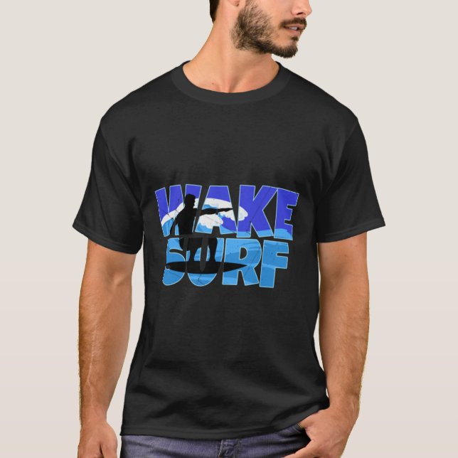 T-shirt Cool Wake Surfing Cadeau Imprimer Bateau Lake Wake (Devant)