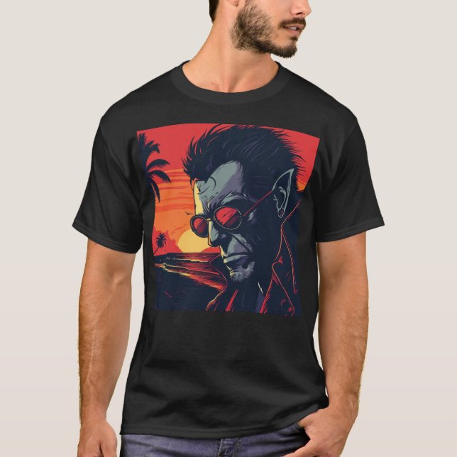 T-shirt Cool Werewolf Retro Sunset (Devant)