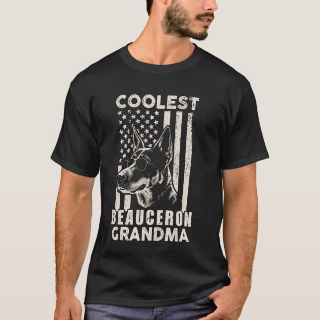 T-shirt Coolest Beauceron Grand-mère drapeau américain Vin (Devant)
