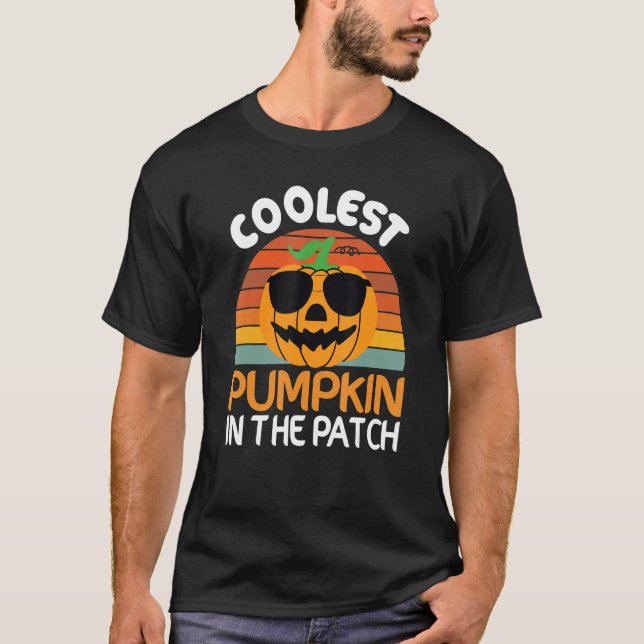 T-shirt Coolest  Quote Pumpkin In The Patch Halloween Boys (Devant)