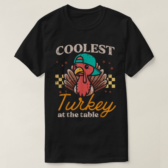 T-shirt Coolest Turkey At The Table Funny Kids Shirt (Design devant)