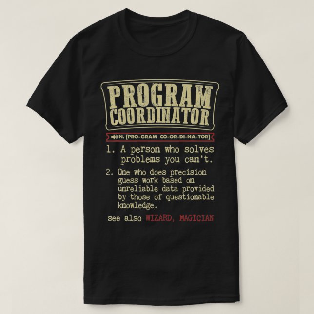 T-shirt Coordinateur du programme Don Funny Dictionnaire D (Design devant)