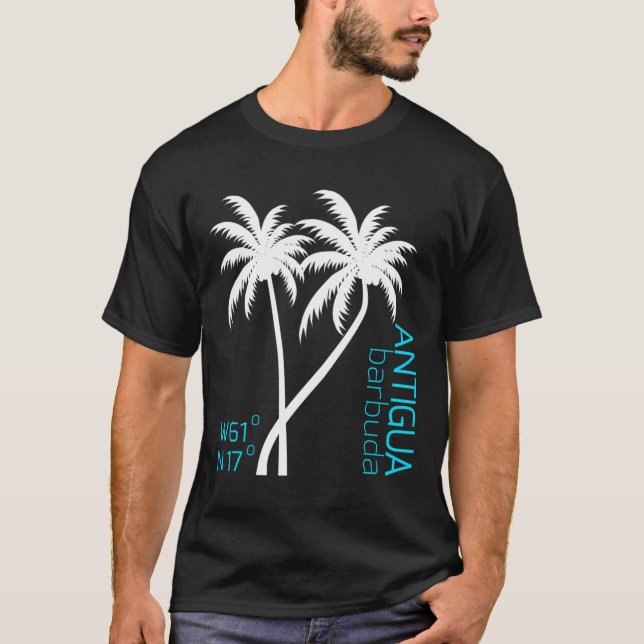 T-shirt Coordonnées Géographiques D'Antigua-Et-Barbuda Sou (Devant)