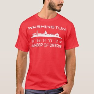 T-shirt Coordonnées GPS Capitale Washington DC Skyline 2