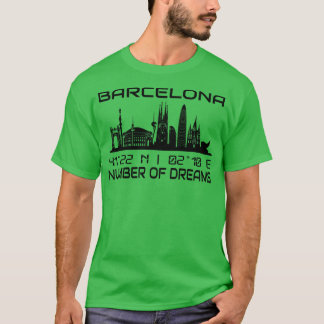 T-shirt Coordonnées GPS Ville Barcelona Skyline