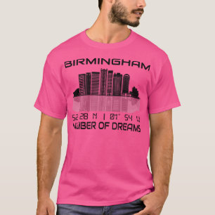 T-shirt Coordonnées GPS Ville Birmingham Skyline
