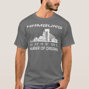T-shirt Coordonnées GPS Ville Hambourg Skyline Dream City