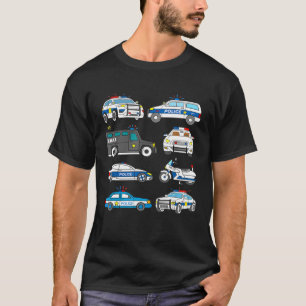 T-shirt Cop Car Design Kids Toddler Véhicules de police S