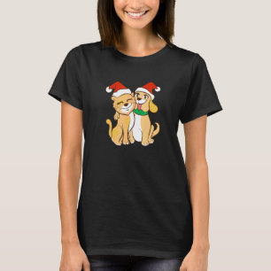 T-shirt Copains de Noël Pals Chien Chat Père Noël Chapeaux