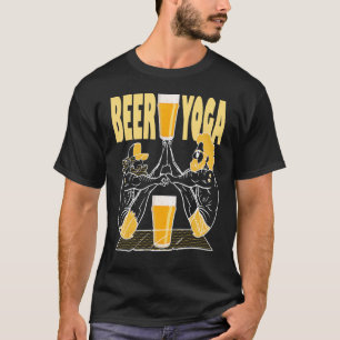 T-shirt Copains de yoga à la bière sur tapis de yoga en ex