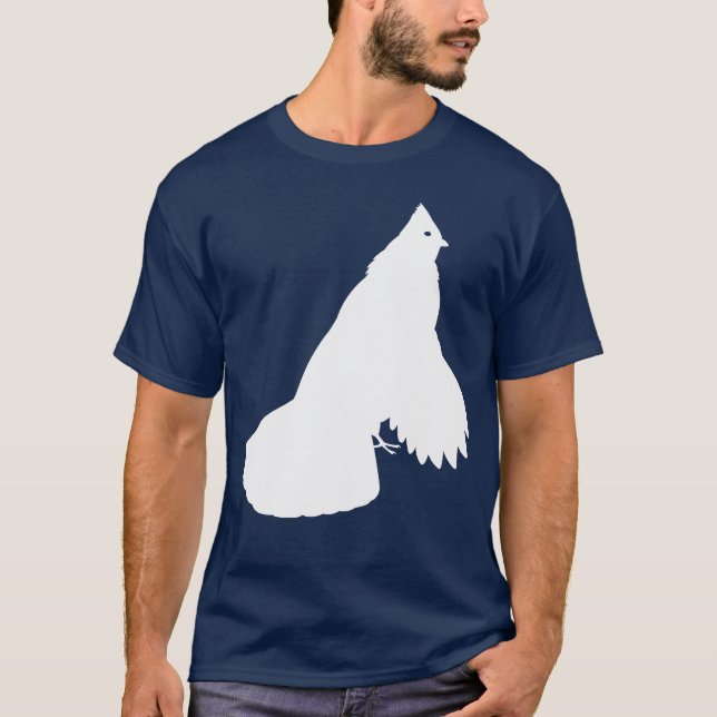 T-shirt Copie blanche d'oiseau de grouse de Ruffed (Devant)