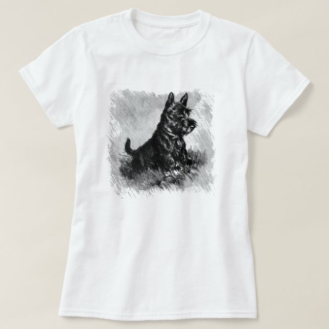 T-shirt Copie de style de charbon de bois de chiot de (Design devant)