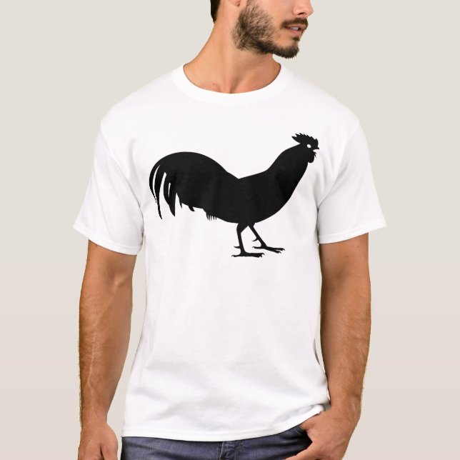 T-shirt Copie noire d'oiseau de coq (Devant)