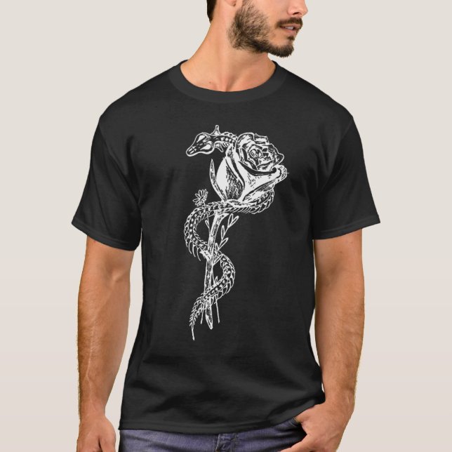 T-shirt Copie squelettique de serpent et de rose (Devant)