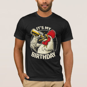T-shirt Coq à la Bière d'Anniversaire à Avaler Cul Sec