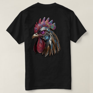 T-shirt Coq Cyberpunk Art mécanique iridescent