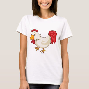 T-shirt Coq de dessin animé poule blanche