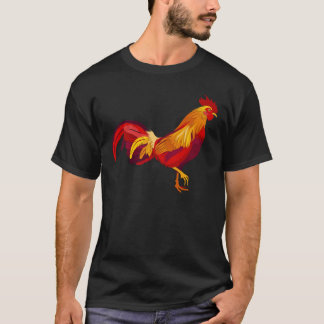T-shirt coq du feu rouge dans le style de coupe de papier
