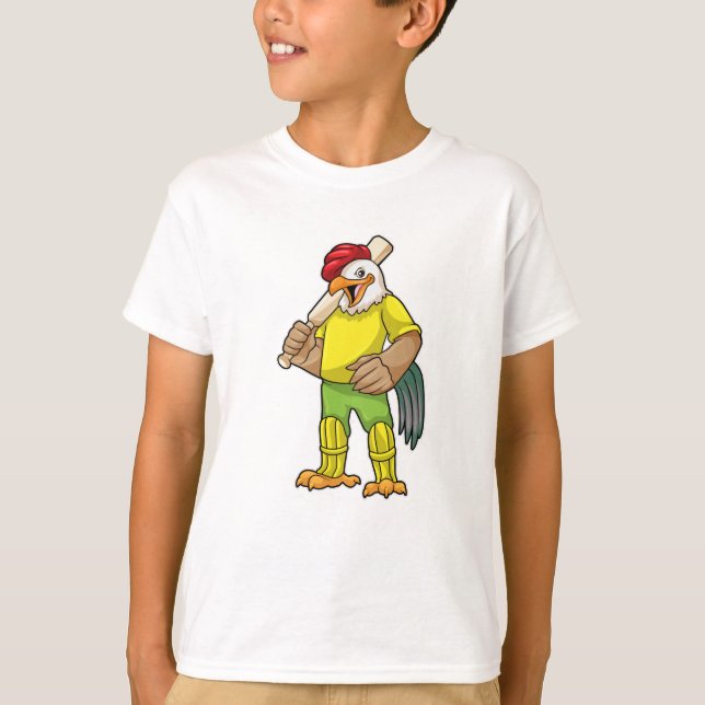 T-shirt Coq en batteur avec batte de cricket (Devant)