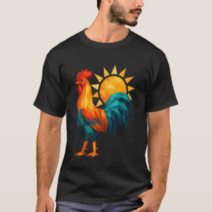 T-shirt Coq géométrique à faible polygone animal de ferme 