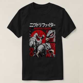 T-shirt Coq Guerrier Féroce Style Manga Arts Martiaux