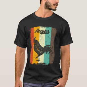 T-shirt Coq Rétro Années 70 Vintage Amoureux des Oiseaux A