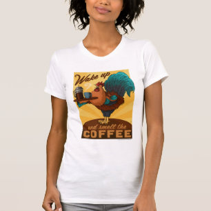 T-shirt Coq - Réveillez-vous et sentez le café