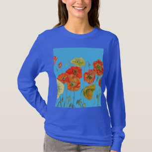 T-shirt Coquelicot orange rouge art floral aquarelle fleur