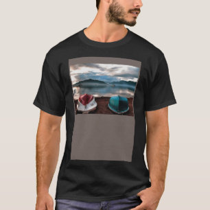 T-shirt Coques des bateaux et Marmaris Hiver Paysage de la