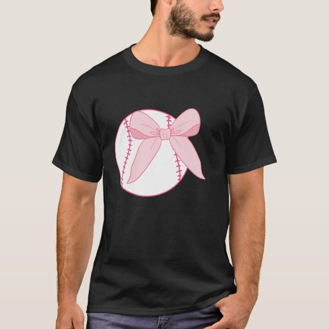 T-shirt Coquette Bow Baseball Filles Femmes Mama Maman Pin (Devant)
