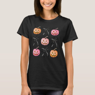 T-shirt Coquette Bow Citrouille Jack-o'-lantern saison Éff