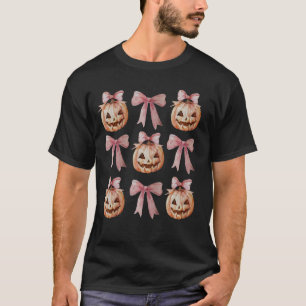 T-shirt Coquette Bow Citrouille Jack O Latern Saison Éffra