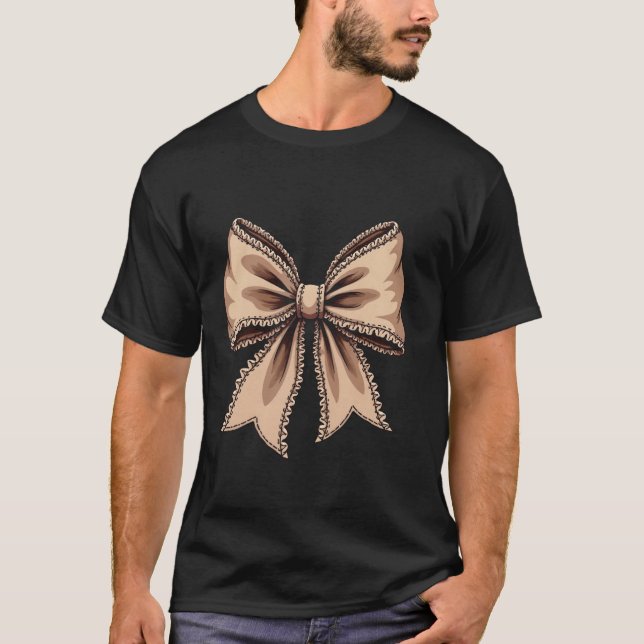 T-shirt Coquette Bow Football Américain Citrouille Thanksg (Devant)