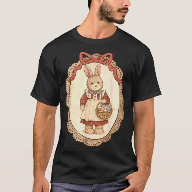 T-shirt Coquette Bow Funny Bunny Eggs Rabbit Happy Easter  (Devant)