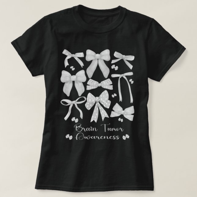 T-shirt Coquette Bow Gris Ribbon Cerveau Conscience de la  (Design devant)
