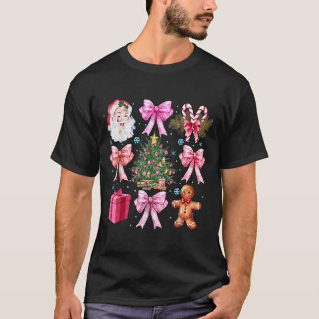 T-shirt Coquette Bow Père Noël Christmas Tree Cake Sucre d (Devant)
