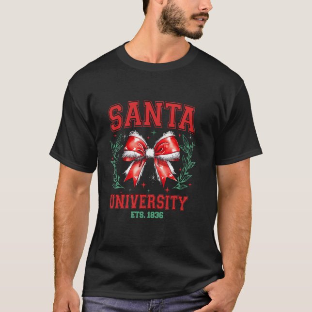 T-shirt Coquette Bow Père Noël University Ets 1836 Joyeux  (Devant)